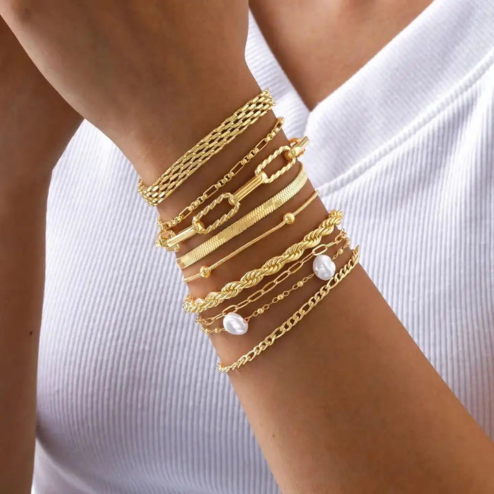 Stackable Bracelet Set of Golden Beads