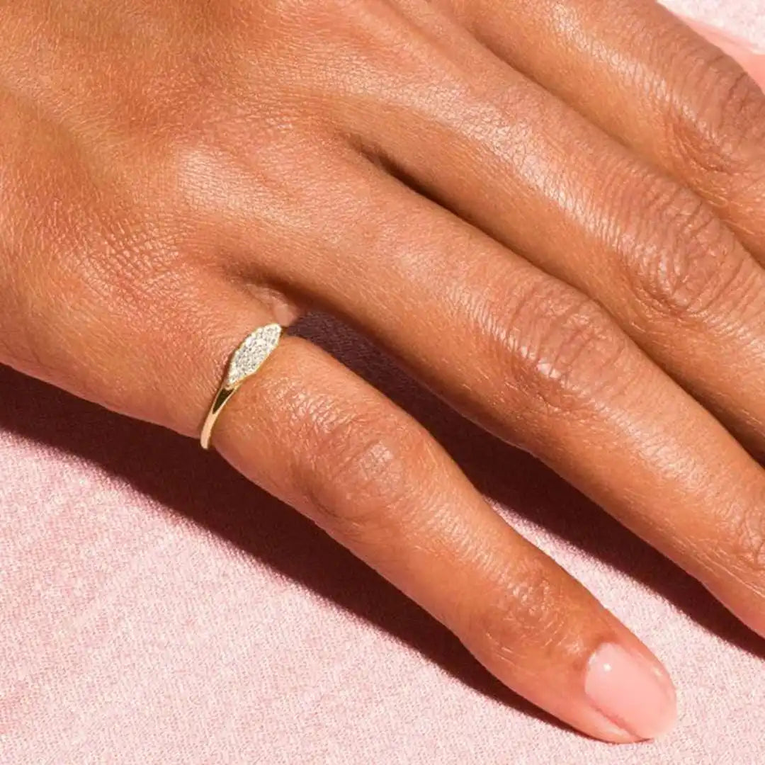 Bague Empilable en Pavé Marquise