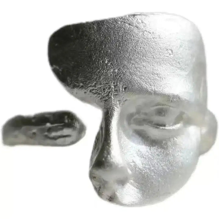 Bague en Argent Ajustable avec Visage Abstrait