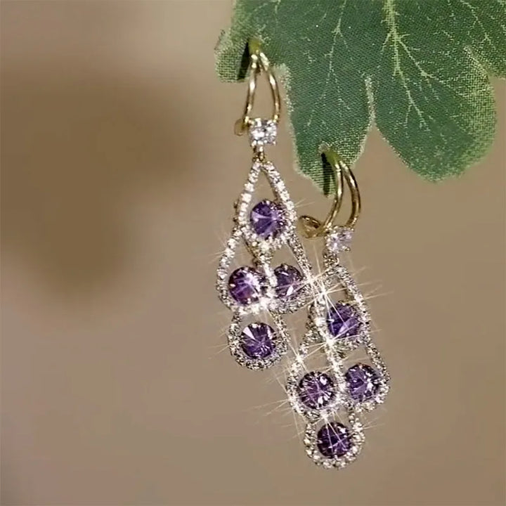 Violette Purple Crystal Drop Earrings