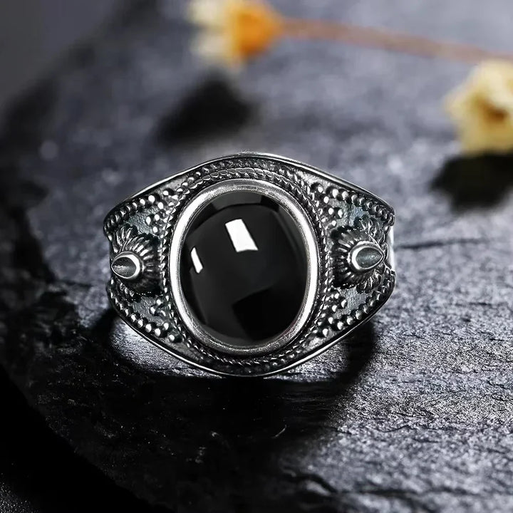 Bague Sceau en Onyx Noir