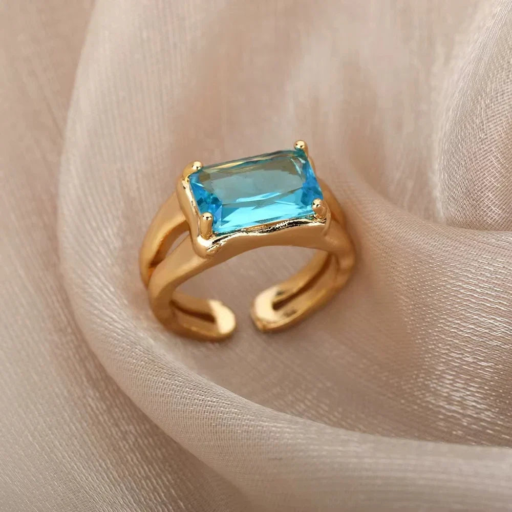 Bague en Pierre Carrée Azur