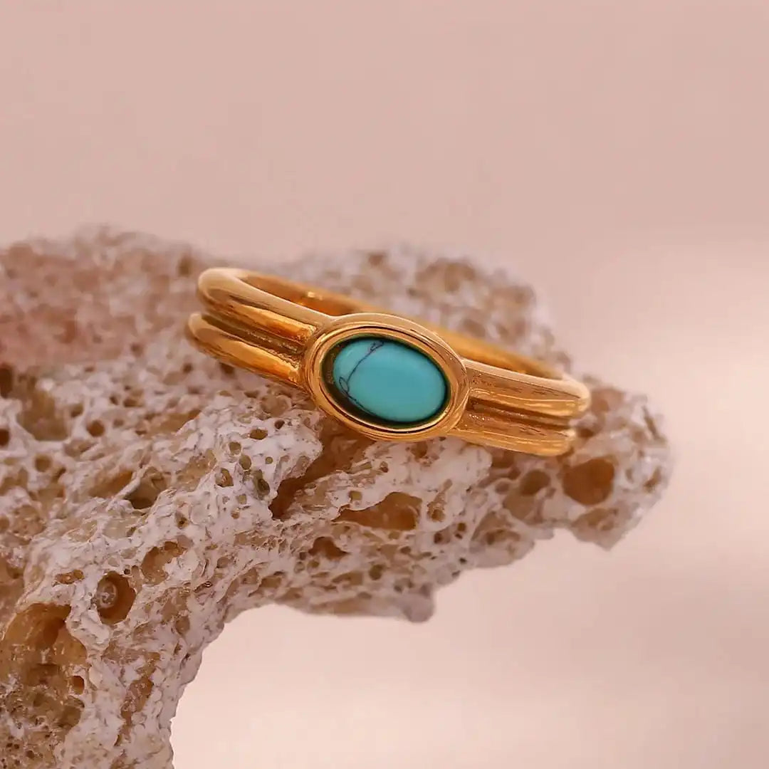 Bague Vintage en Pierre Naturelle Dorée
