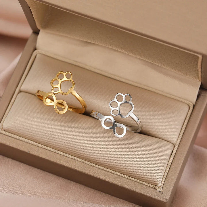 Bague Ajustable Infini Patte en Acier Inoxydable