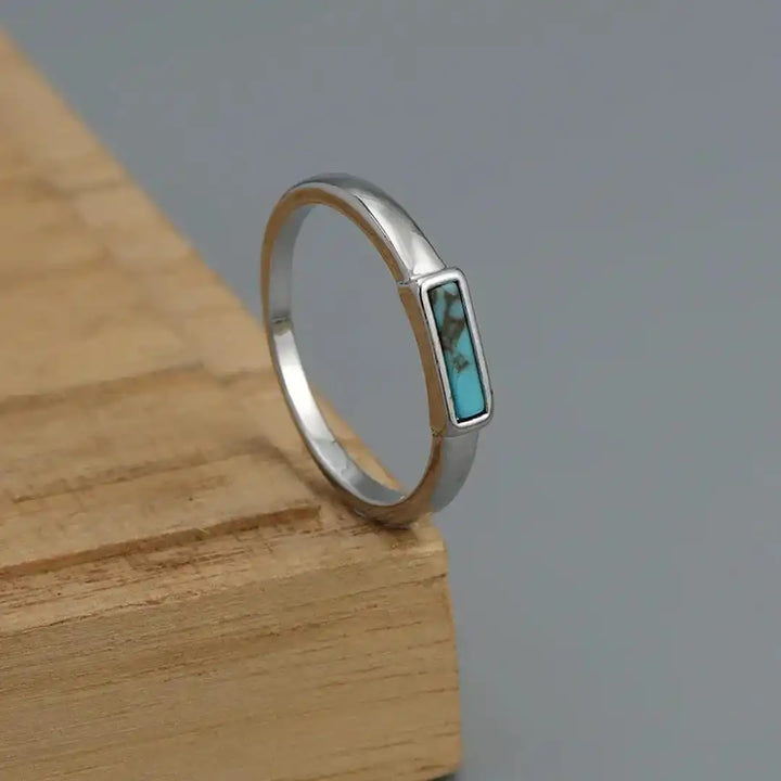 Bague Bar Classique en Argent et Turquoise