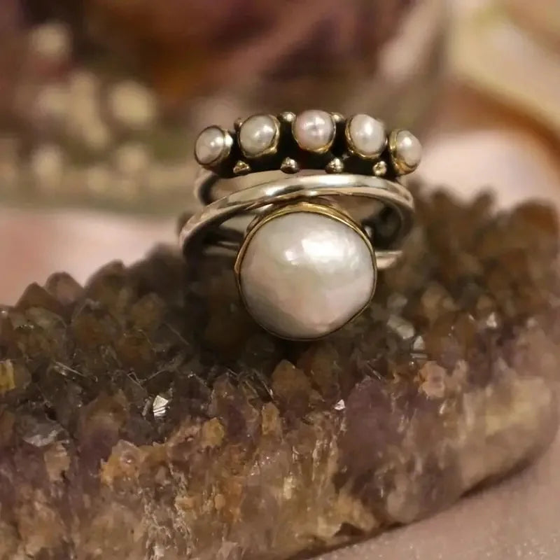 Ensemble de Bagues en Perles Empilées