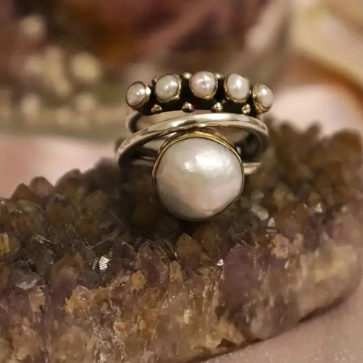 Ensemble de Bagues en Perles Empilées