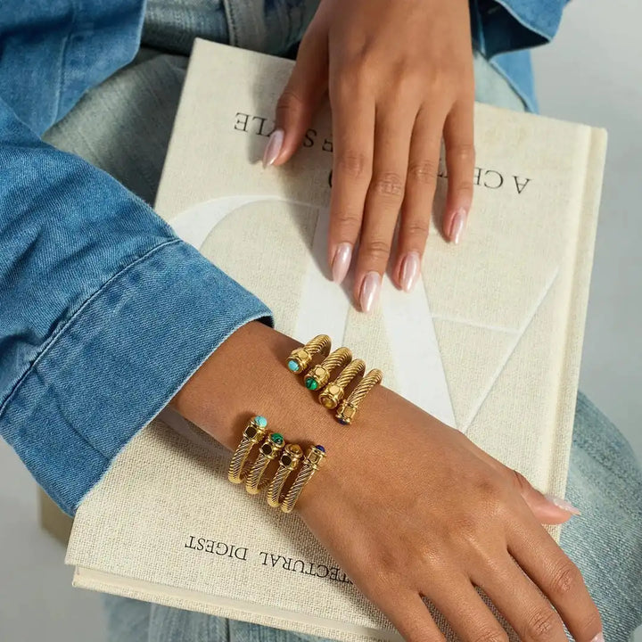 Bracelet ajustable en pierre vintage doré
