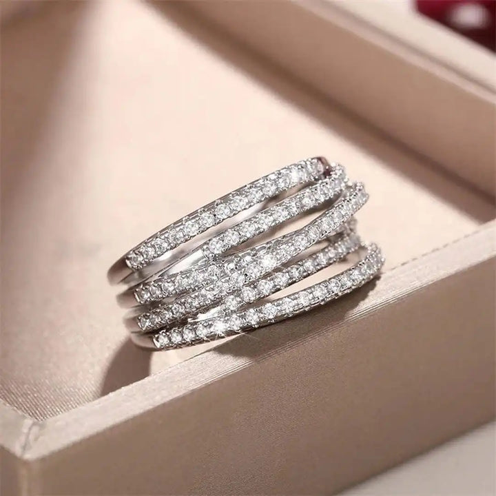 Bague Croisée en Zircone Superposée