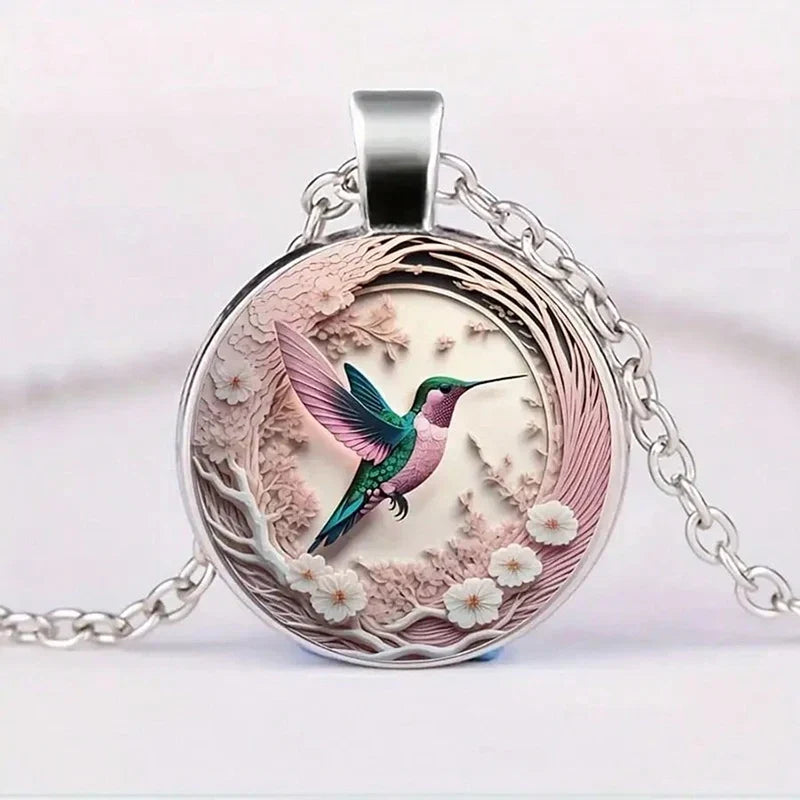 Collier Pendentif en Verre Dôme Colibri