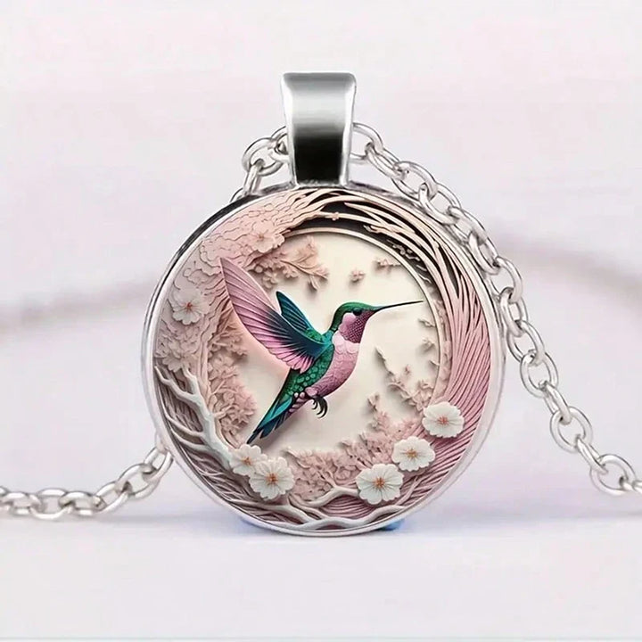 Collier Pendentif en Verre Dôme Colibri