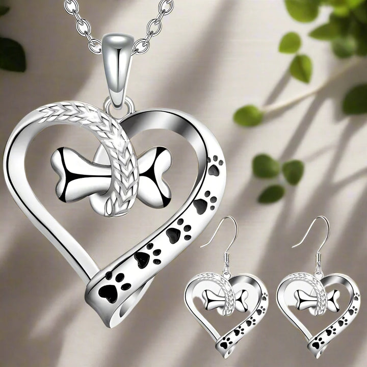 2-Piece Jewellery Set with Paw, Heart &amp; Bone Charms