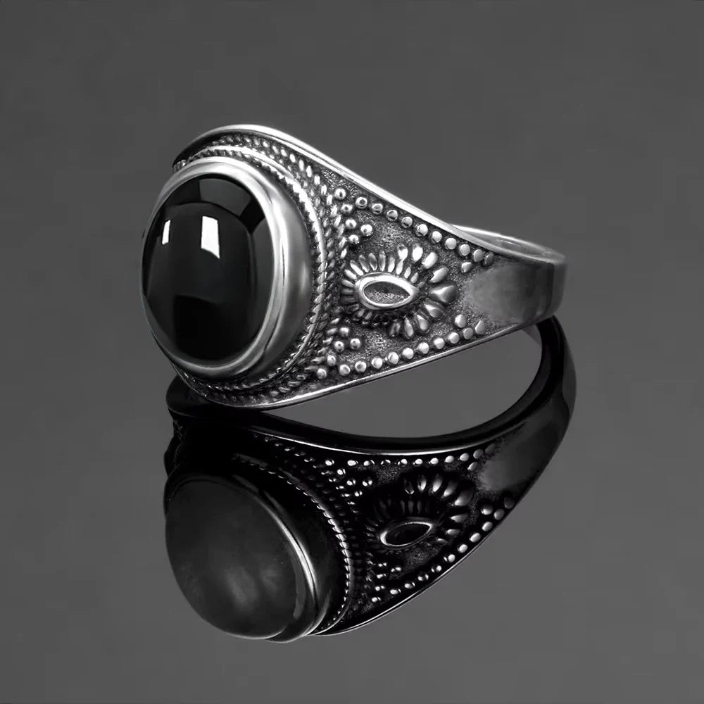 Bague Sceau en Onyx Noir