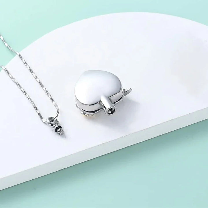 Collier Urne en Forme de Cœur avec Colibri