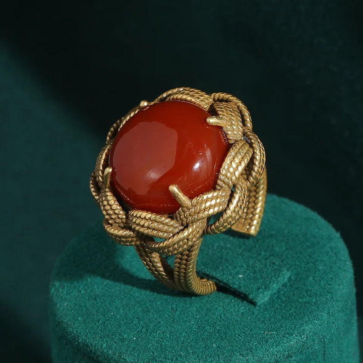 Bague en Agate Tissée Dorée