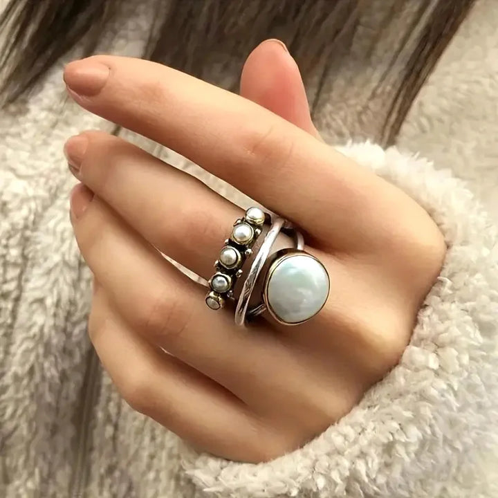 Ensemble de Bagues en Perles Empilées
