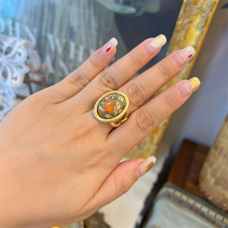 Bague Nautique Radieuse en Or et Turquoise