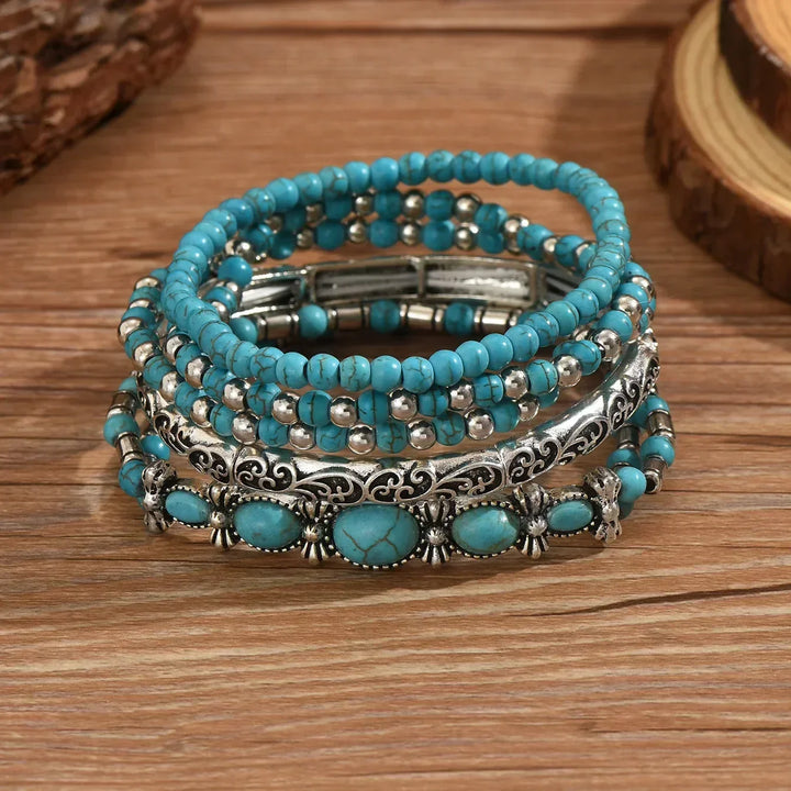 Ensemble de Bracelets en Perles de Turquoise Bohémien