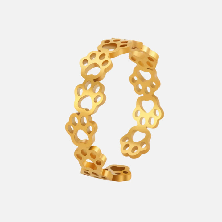 Bague Ajustable en Empreinte de Patte – En Acier Inoxydable