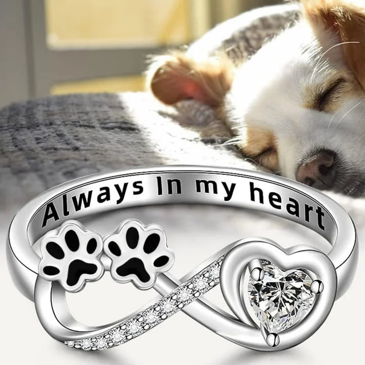 Bague en zirconium au design cœur et infini