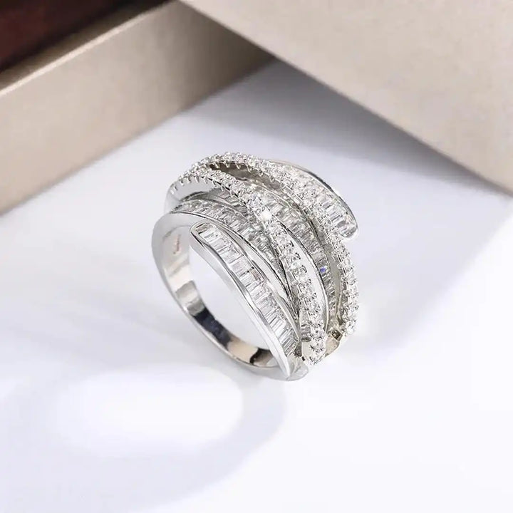 Bague ajustable en zircon argent