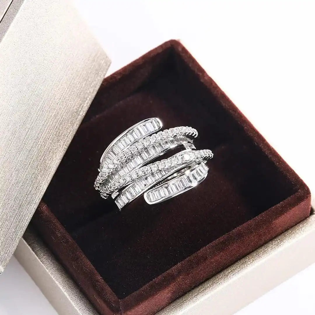 Bague ajustable en zircon argent