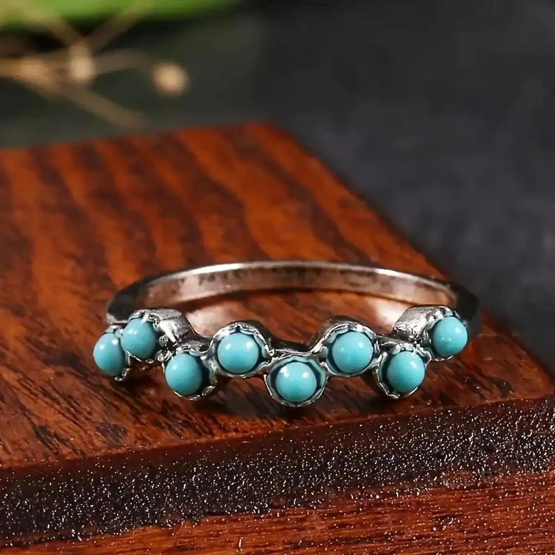 Bague intemporelle en perles turquoise