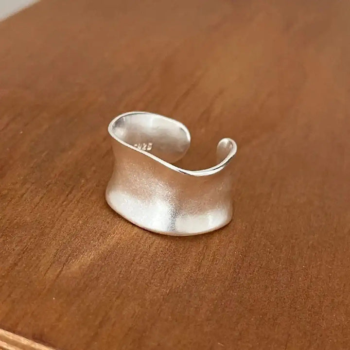 Bague Plate Large Ajustable en Or et Argent Vintage