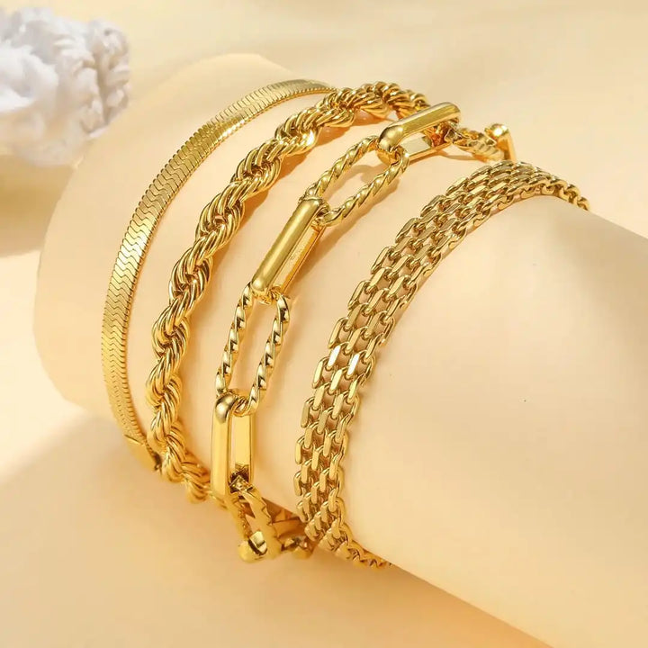 Bracelet Empilable en Perles Dorées