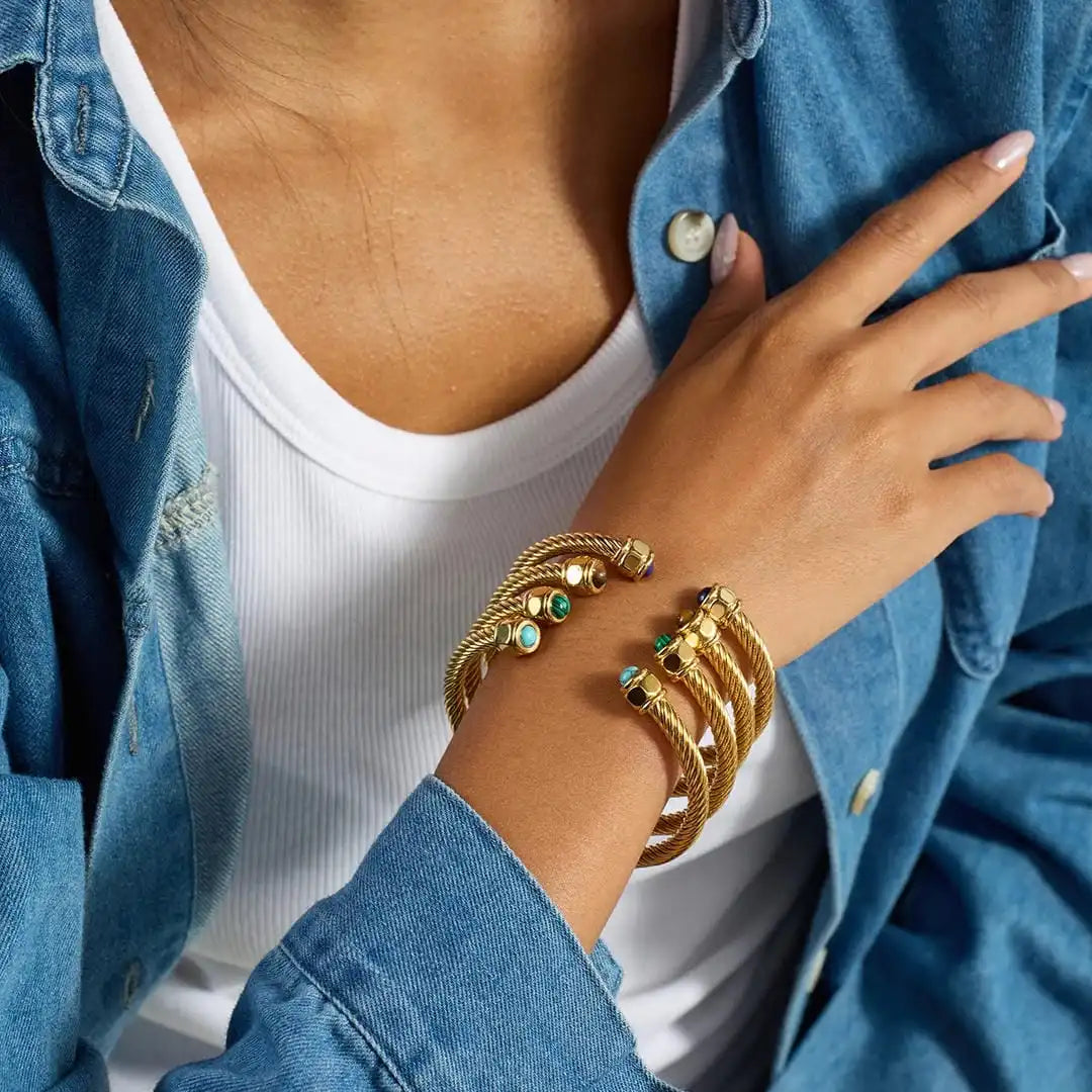 Bracelet vintage en pierre ajustable doré