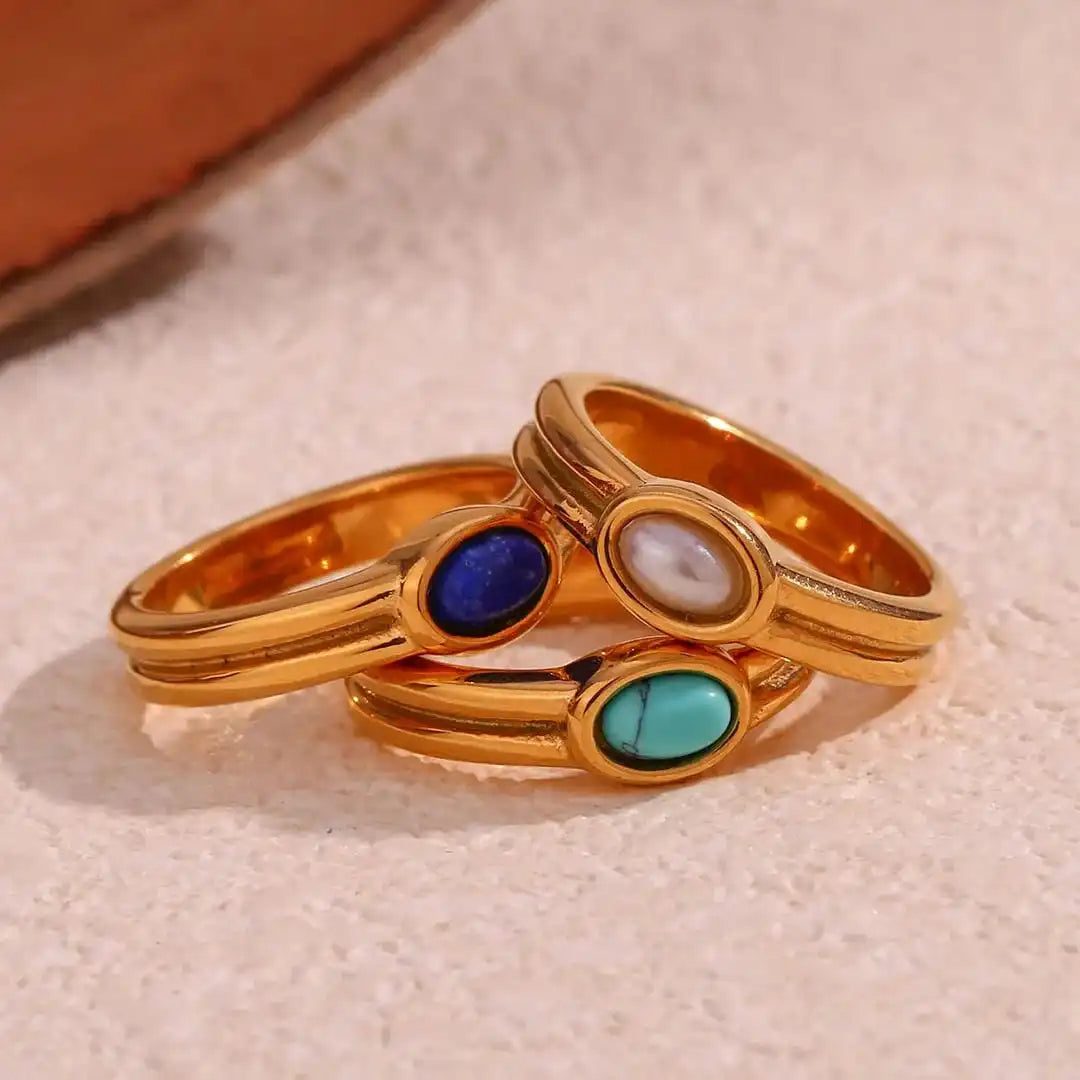 Bague Vintage en Pierre Naturelle Dorée