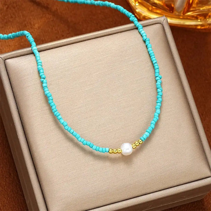 Collier en Perles Baroques Turquoise