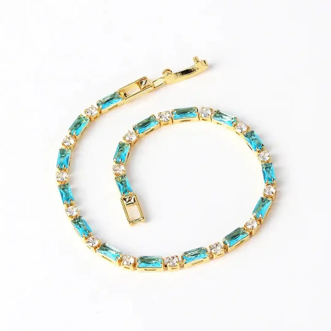 Bracelet en Zircon Doré et Turquoise