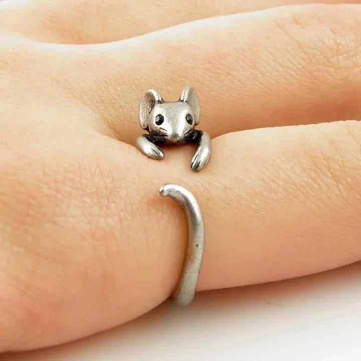 Bague Enveloppante Souris Charmante – Bijoux Vintage Réglables