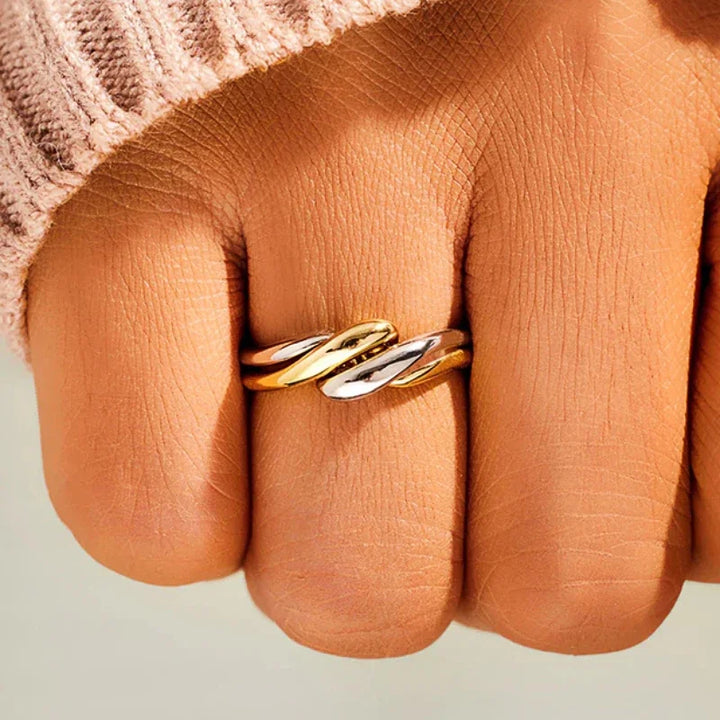 Bague bicolore torsadée