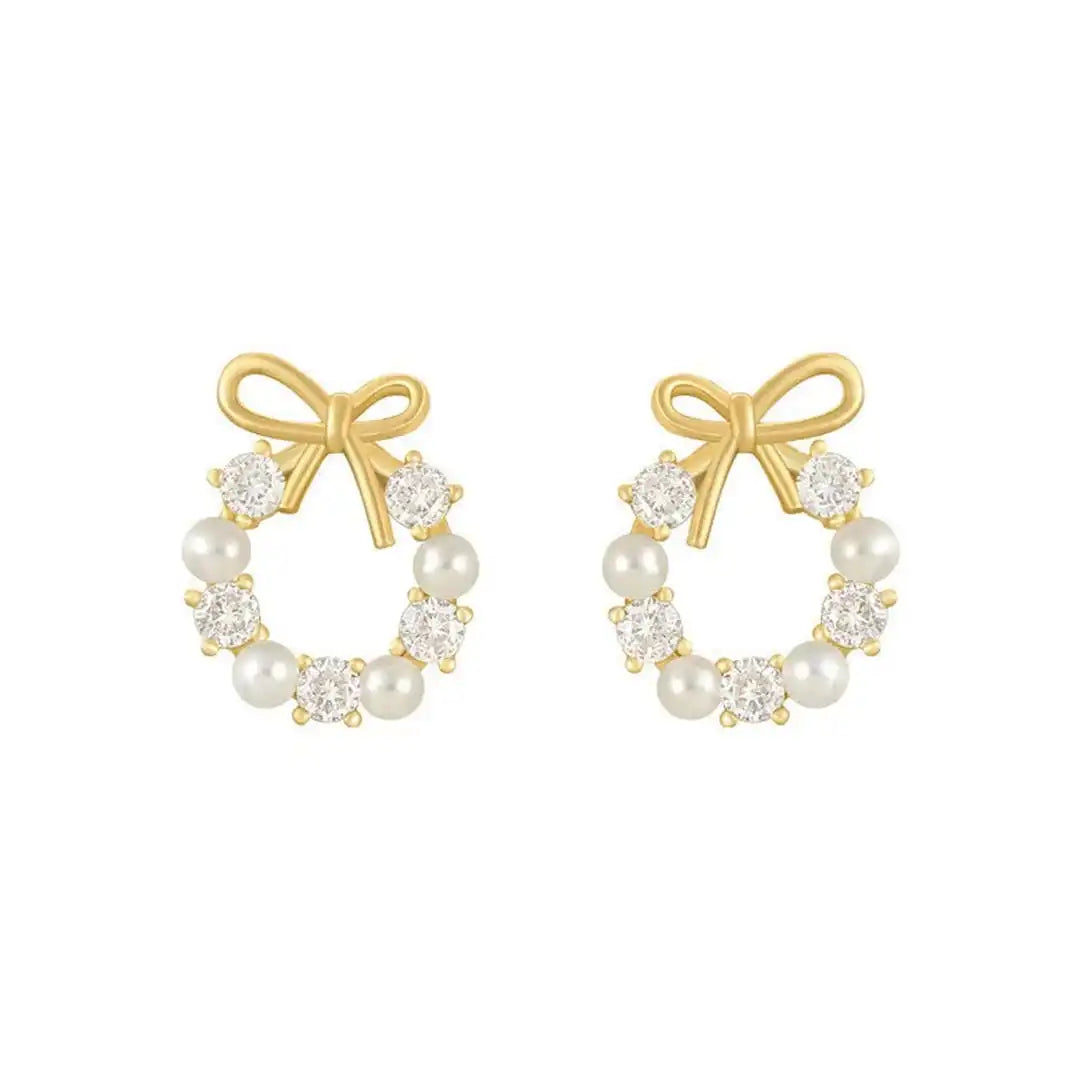 Pearl and Knot Circle Earrings