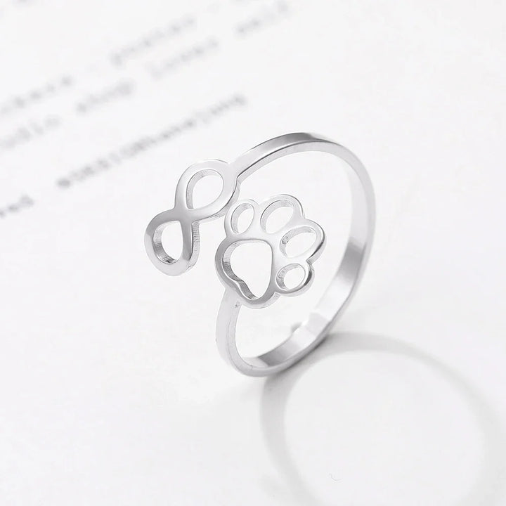 Bague Ajustable Infini Patte en Acier Inoxydable