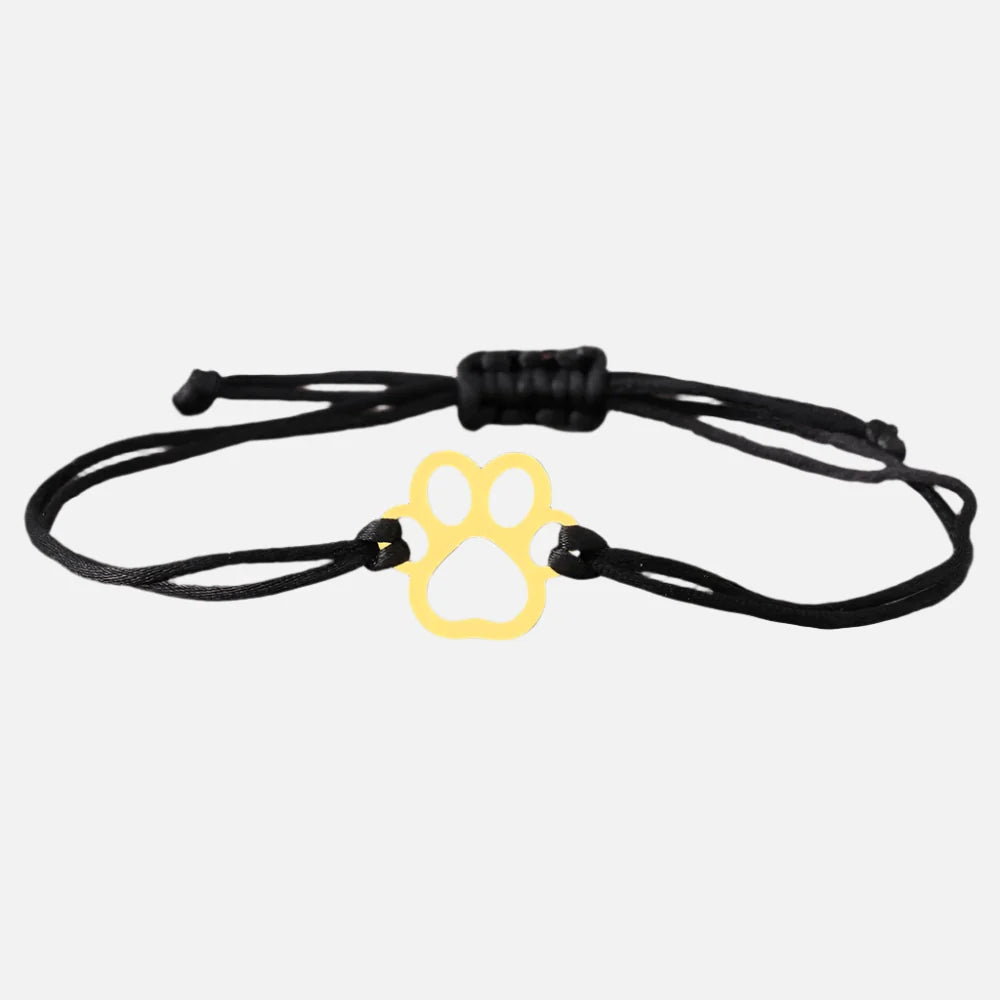 Bracelet en Corde avec Empreinte de Patte – Design Noir et Rouge Réglable