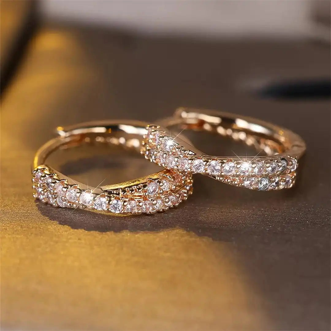 Vintage Zirconium Hoop Earrings