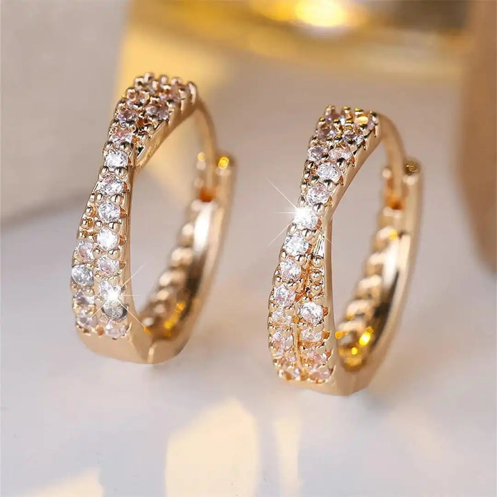 Vintage Zirconium Hoop Earrings