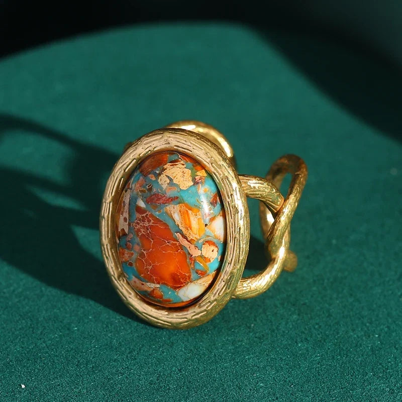 Bague Nautique Radieuse en Or et Turquoise