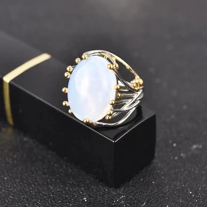 Bague Déclaration en Pierre de Lune Aura Galactique