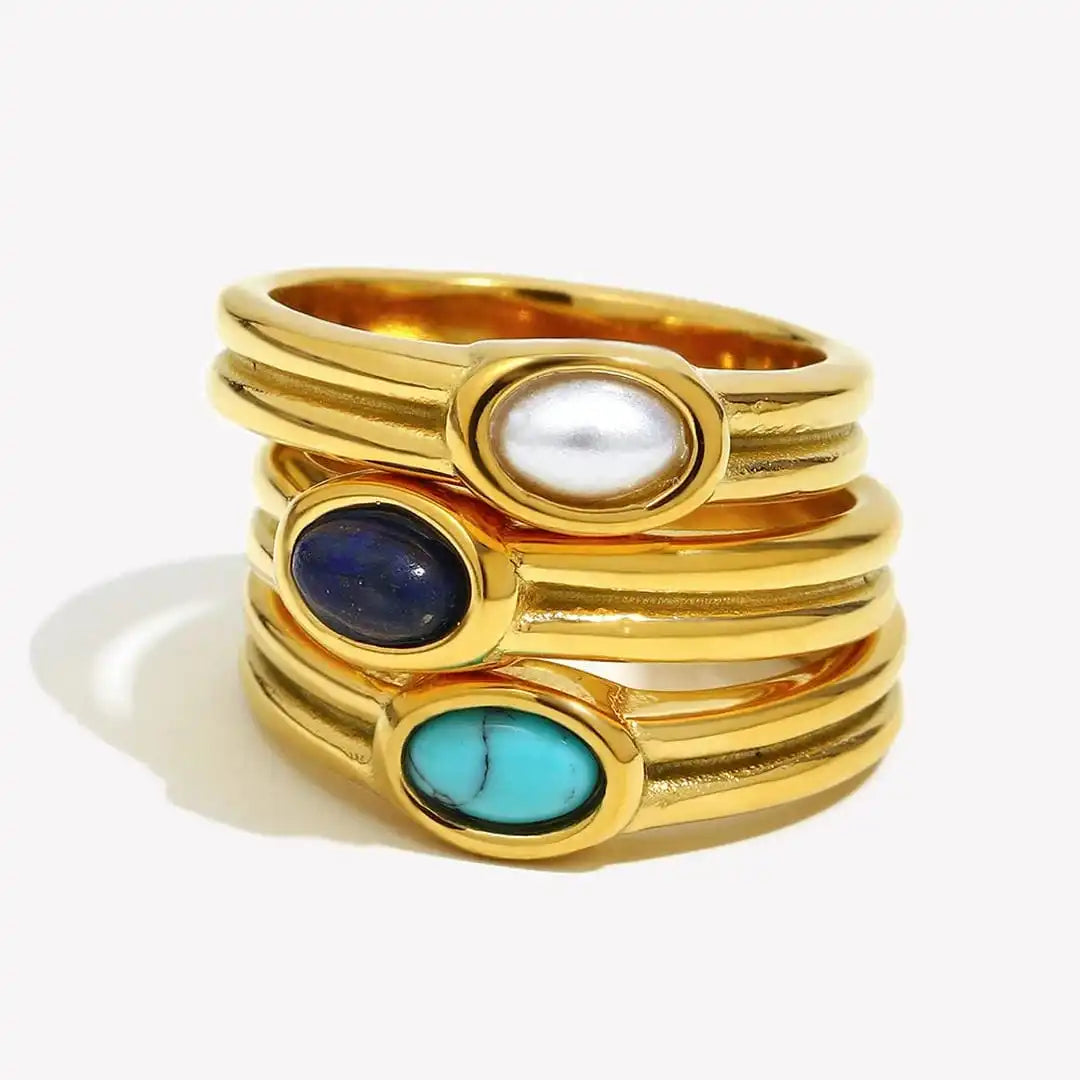 Bague Vintage en Pierre Naturelle Dorée