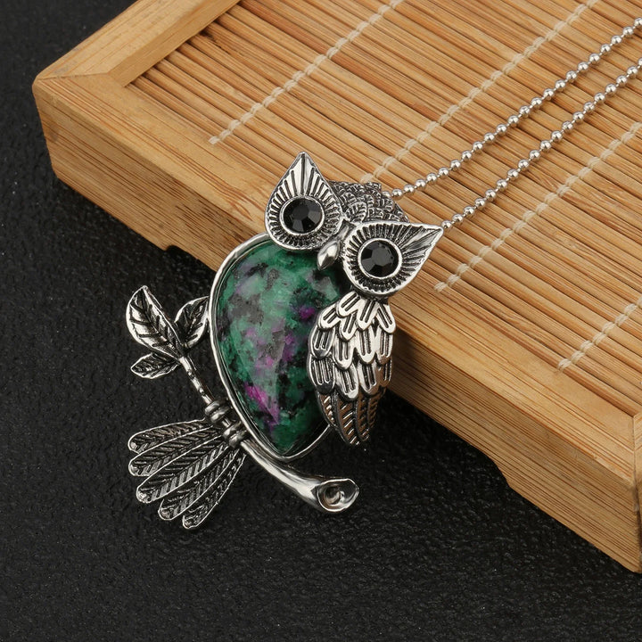 Pendentif en cristal de chouette sage