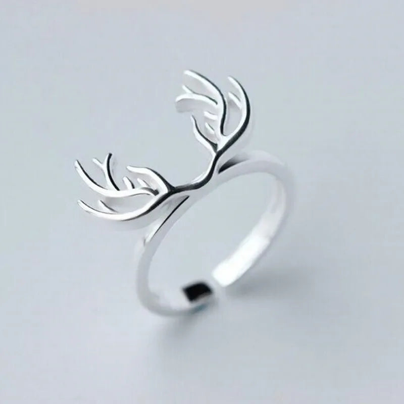 Bague en argent sterling ornée de bois de cerf