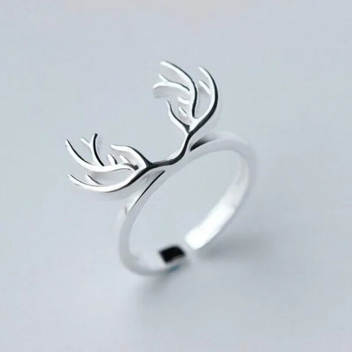 Bague en argent sterling ornée de bois de cerf