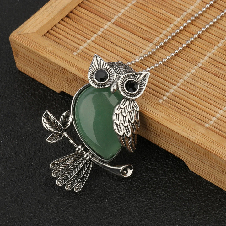 Pendentif en cristal de chouette sage