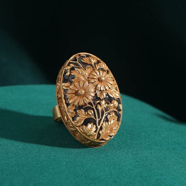 Bague en Argent Floral Art Déco