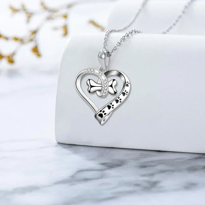 Ensemble de Bijoux 2 Pièces avec Charms Patte, Cœur et Os