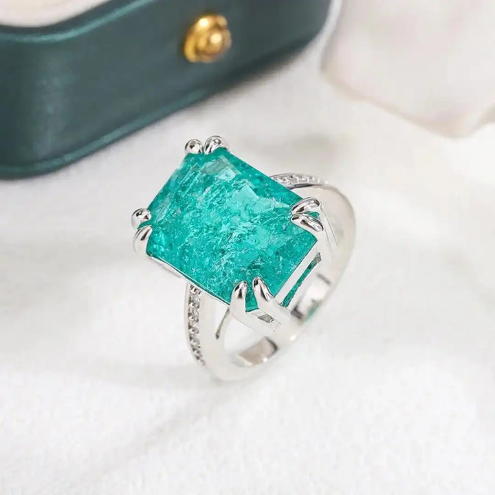 Bague Exquise en Moissanite Bleu-Vert